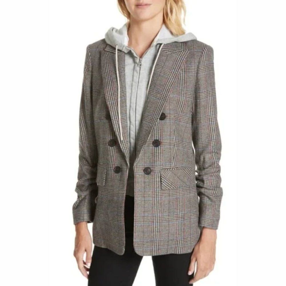 Veronica Beard Beacon Check Dickey Jacket in Beige Multi